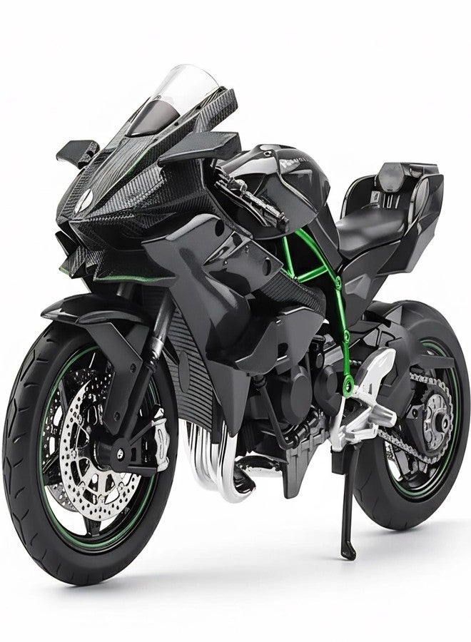 Risopen Compatible for 1:12 Kawasaki Ninja H2R Motorcycle Model Toy Die-cast Metal Mini Motorbike Toy for Boys and Adults Black Moto Model Collectible Gift - Image 1